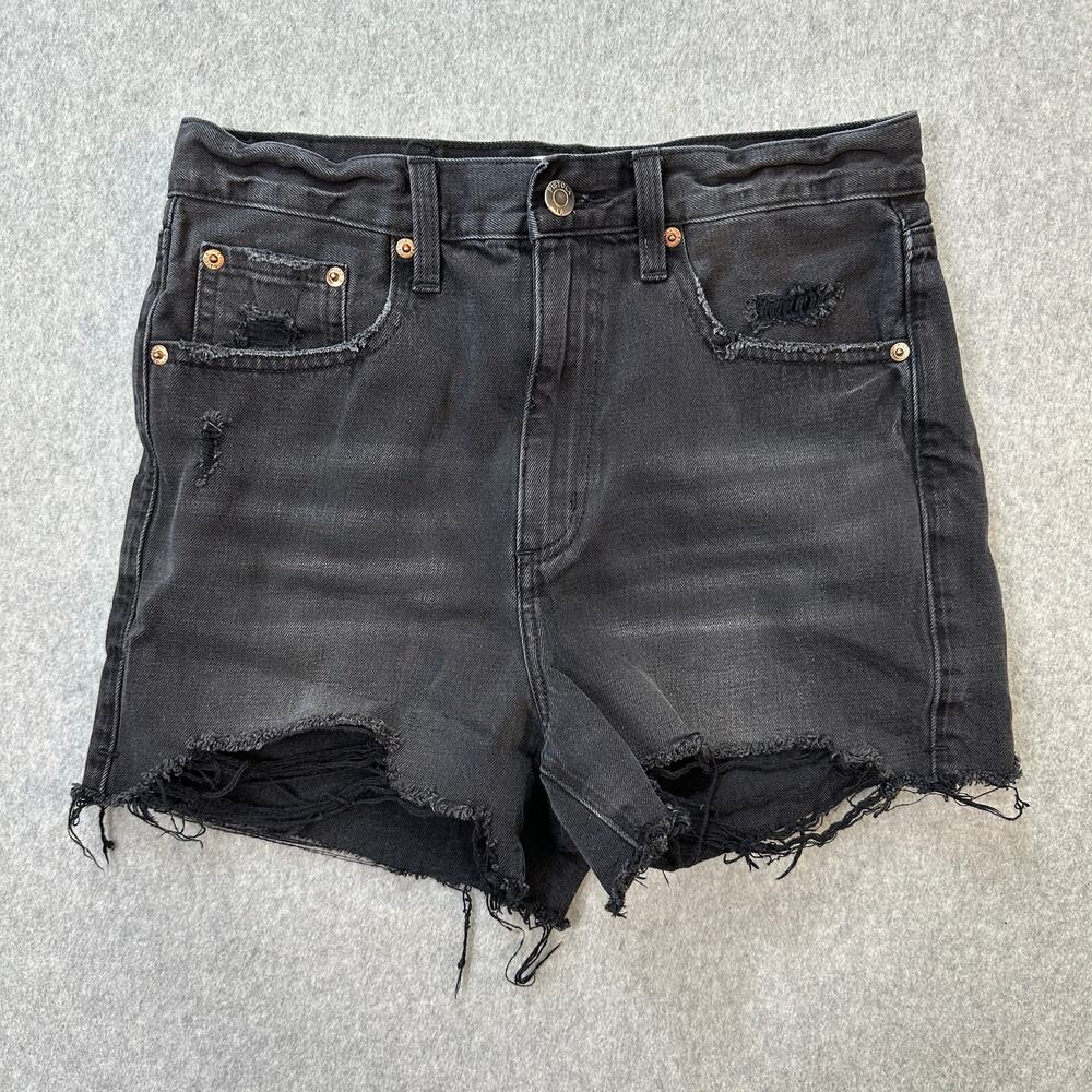 Pistola Denim Short WMNS 27High Rise Cut-Off Distressed Black Straight Zip Fly